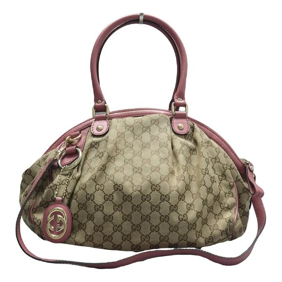 GUCCI Brown Cloth Satchel 412-061825 - Picture 1 of 11